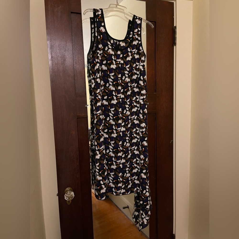 Ann Taylor African print asymmetrical dress.